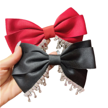 Solid Rhinestone Bowknot Barrette Fabric Tassel Hair Clip Accessories Hairpin Wholesale Dropshipping Korean